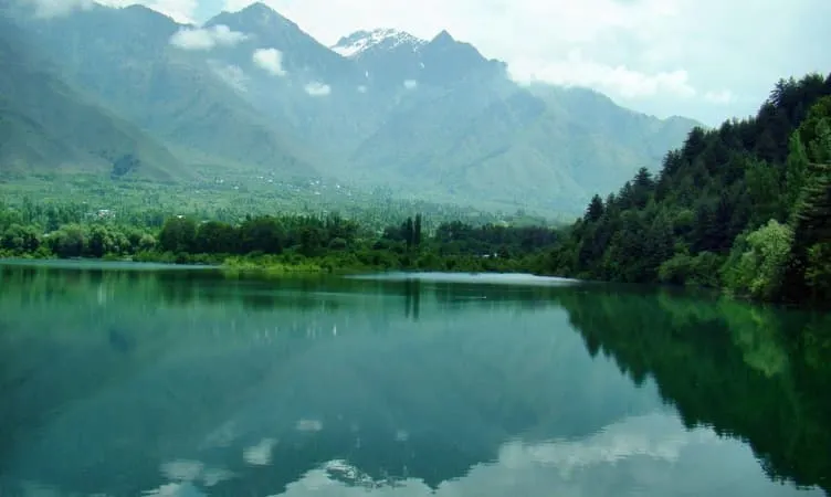 Emerald alpine mountain lake