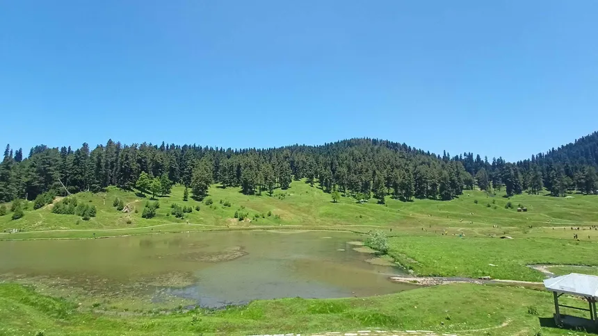 Gulmarg meadow with tarn pond