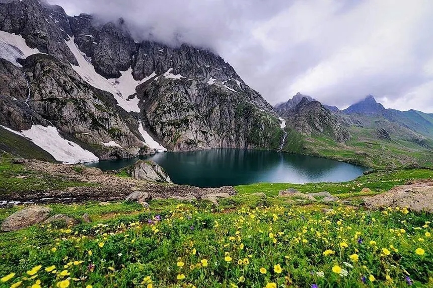 Gangabal Lake with buttercups