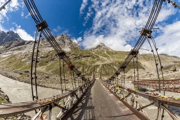 Mountain suspension bridge