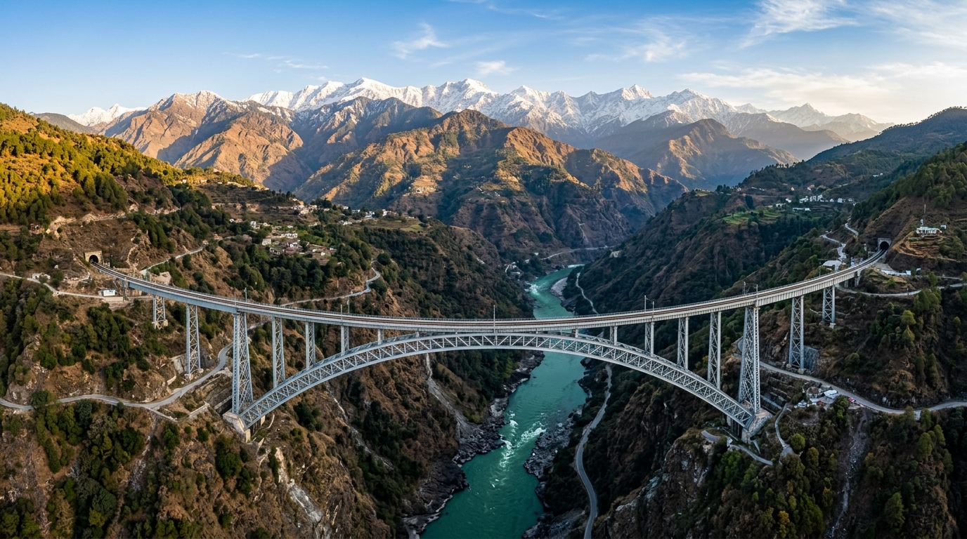 World's Highest Chenab Railway Arch Bridge