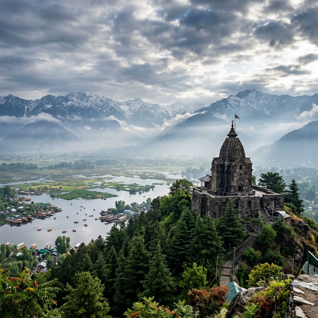 Shankaracharya Temple on hill overlooking Srinagar and Dal Lake