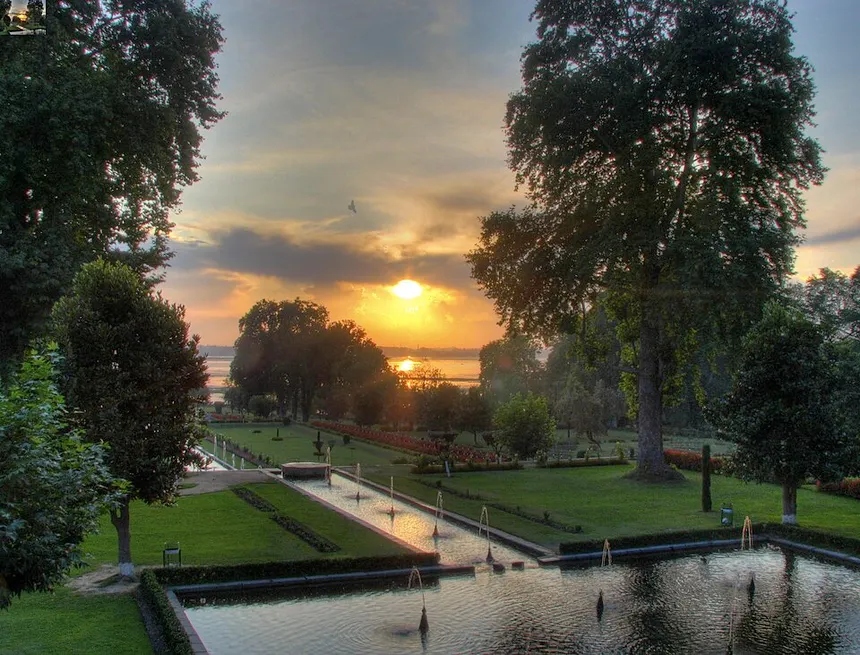 Nishat Bagh Sunset looking towards Dal Lake
