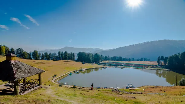 Sanasar lake panorama and gazebo